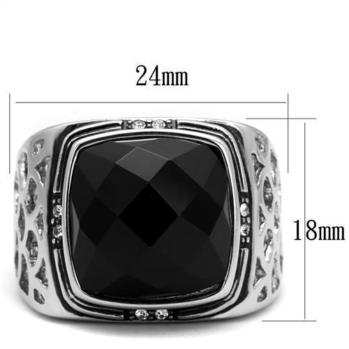 Men Stainless Steel Synthetic Onyx Rings TK2514