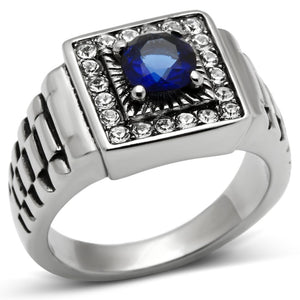 Men Stainless Steel Synthetic Glass Rings TK370